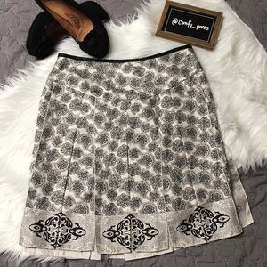 White House Black Market 100% Silk Pleated Skirt